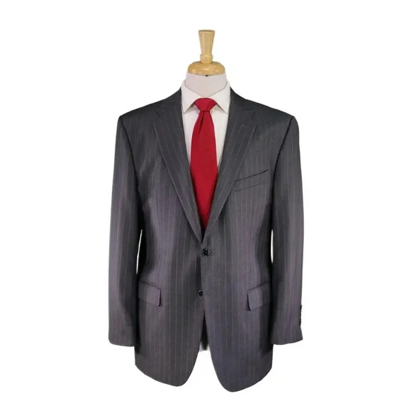 Joseph Abboud Other - Joseph Abboud Gray w/ Sky Blue Pinstripe Super 120's Wool 2-Btn Suit 42R